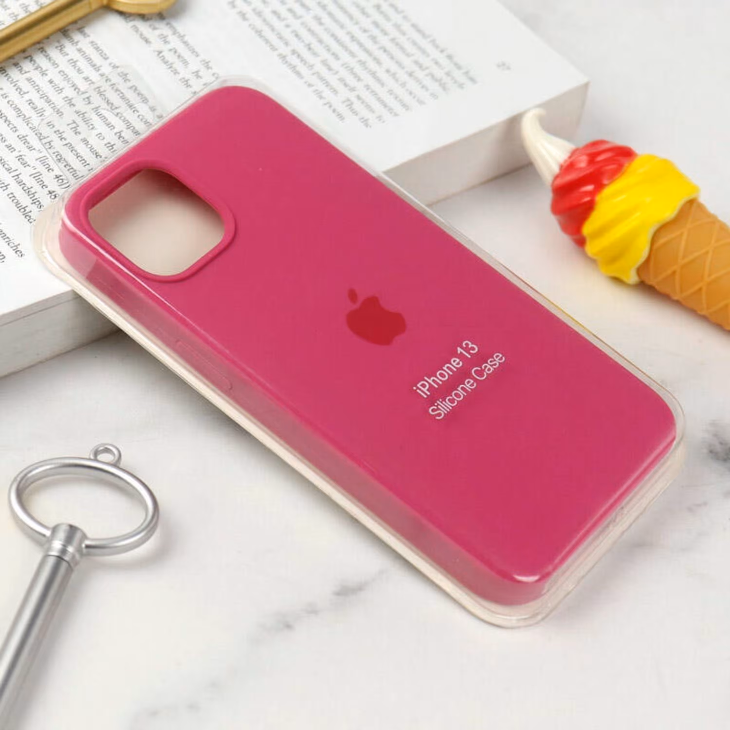 گارد سیلیکونی اورجینال پاک کنی iPhone 13 رنگ سرخابی به قیمت عمده