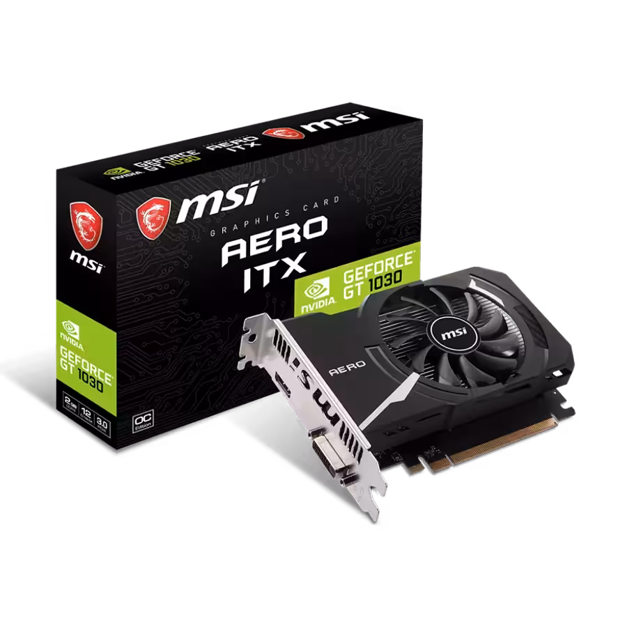 مشخصات، قيمت و خرید کارت گرافیک ام اس ای مدل MSI GeForce GT 1030 AERO ITX 2G OC