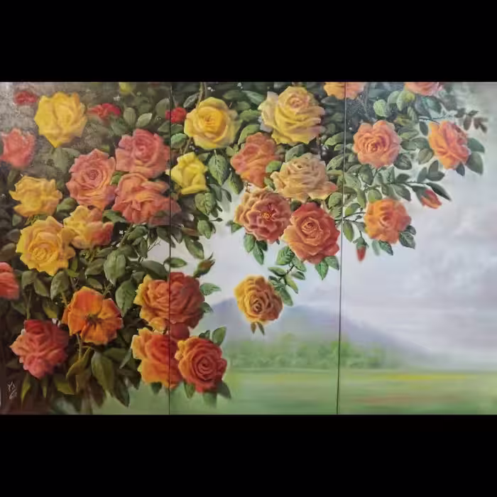 تابلو نقاشی رنگ و روغن منظره سه تکه کد 13445