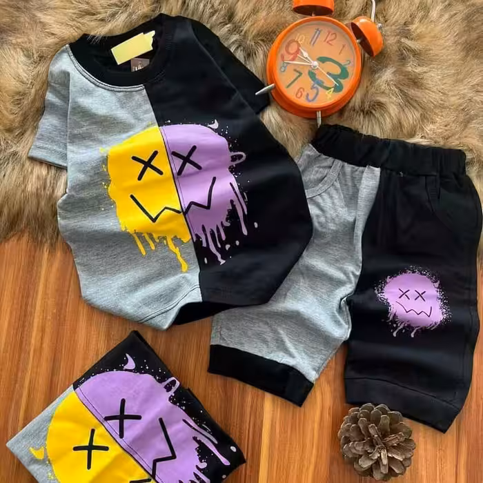 ست تیشرت شلوارک اسپرت زامبی خندان جنس نخ پنبه در 2رنگ زیبا