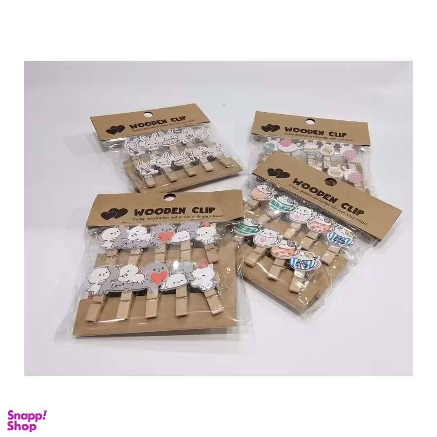 گیره چوبی فانتزی بسته 10 عددی