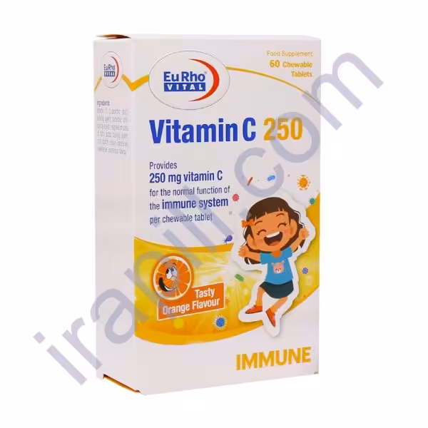 قرص جویدنی ویتامین C 250 میلی گرم یوروویتال 60 عدد