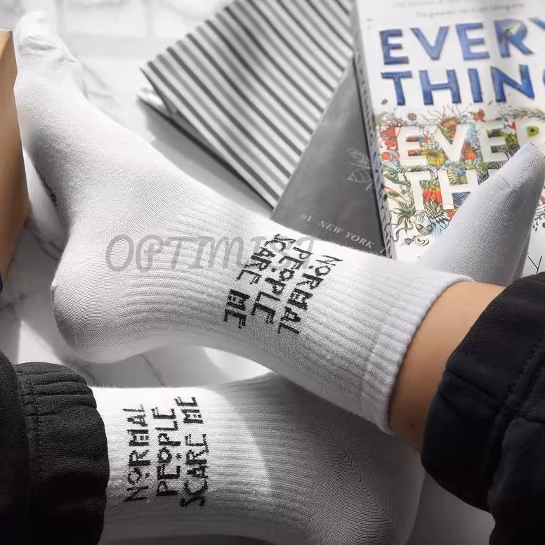 جوراب ساقدار Normal peaple scares of me اسپرت کش انگلیسی سفید فری سایز