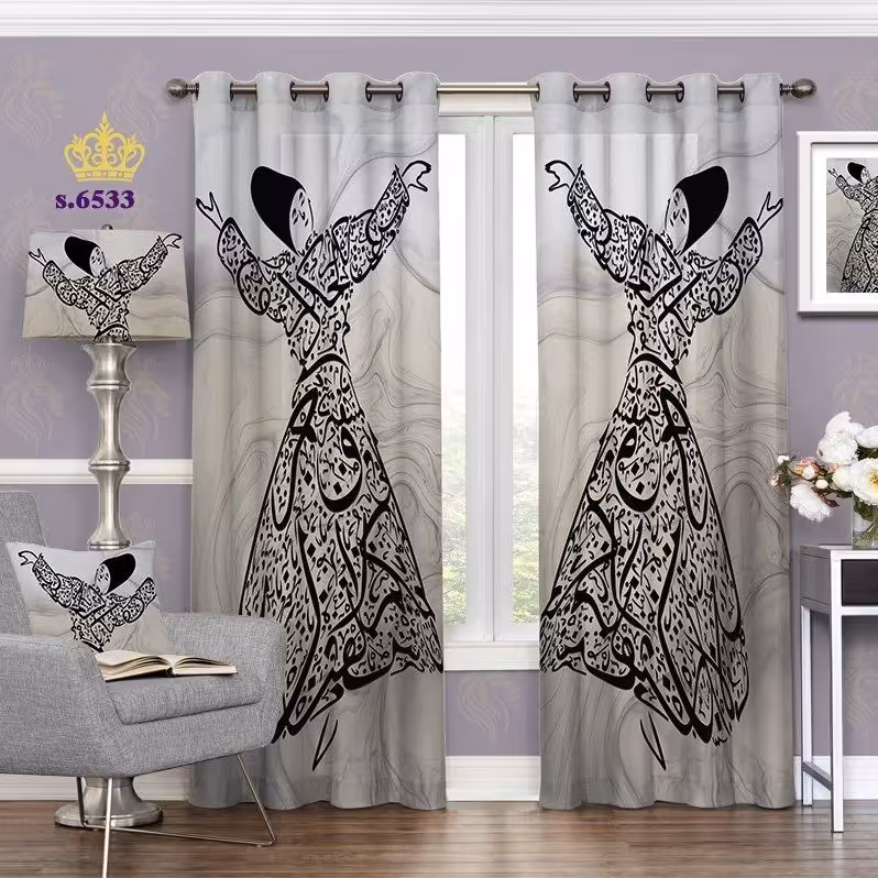 پرده پذیرایی دو قواره طرح مدرن کد S6533