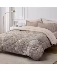 سرویس لحاف روتختی دو نفره 8 تکه نسکافه ای نوپه هوم Nopehome طرح مخمل شانل طلاکوب کد DDNE