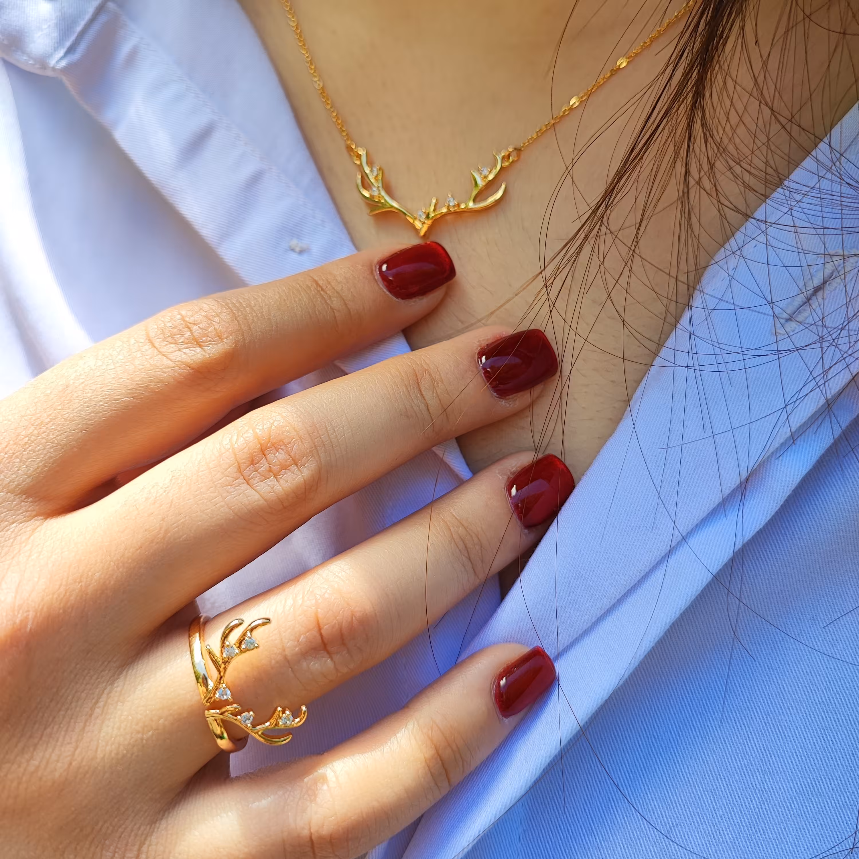 گردنبند و انگشتر  شاخ گوزنی