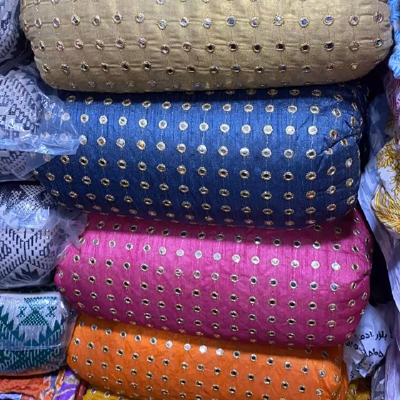 پارچه تافته آینه کاری شده عرض 110 رنگ بندی کامل 