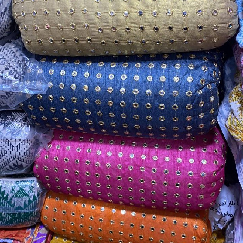 پارچه تافته آینه کاری شده عرض 110 رنگ بندی کامل