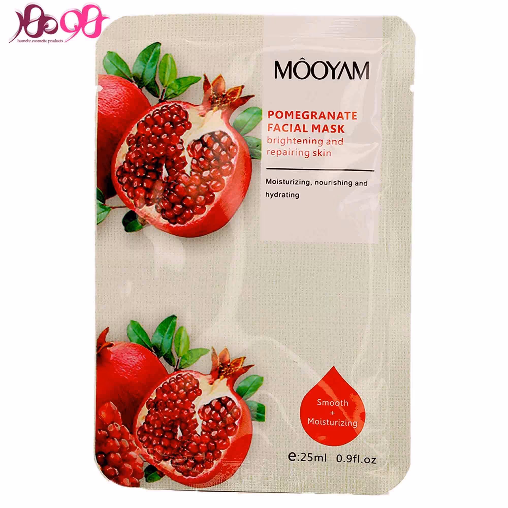 ماسک صورت ورقه ای ترمیم و روشن کننده انار مویام - Mooyam