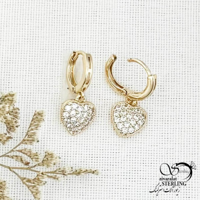 گوشواره آویز قلب برند ژوپینگ طرح طلا کد 14596