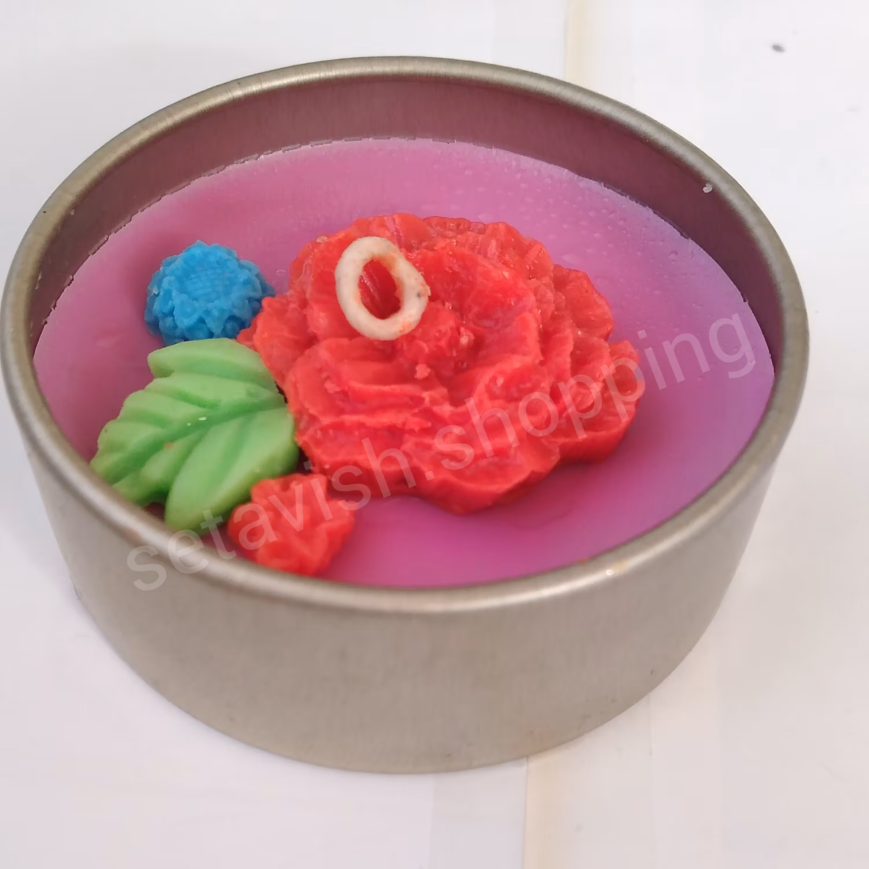 شمع معطر جار فلزی سایز 2 طرح گل