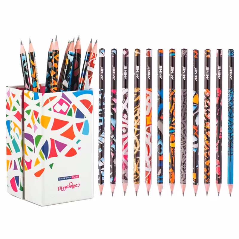 مداد مشکی ماین mine مدل calligraffiti بسته 12 عددی زیبا و باکیفیت