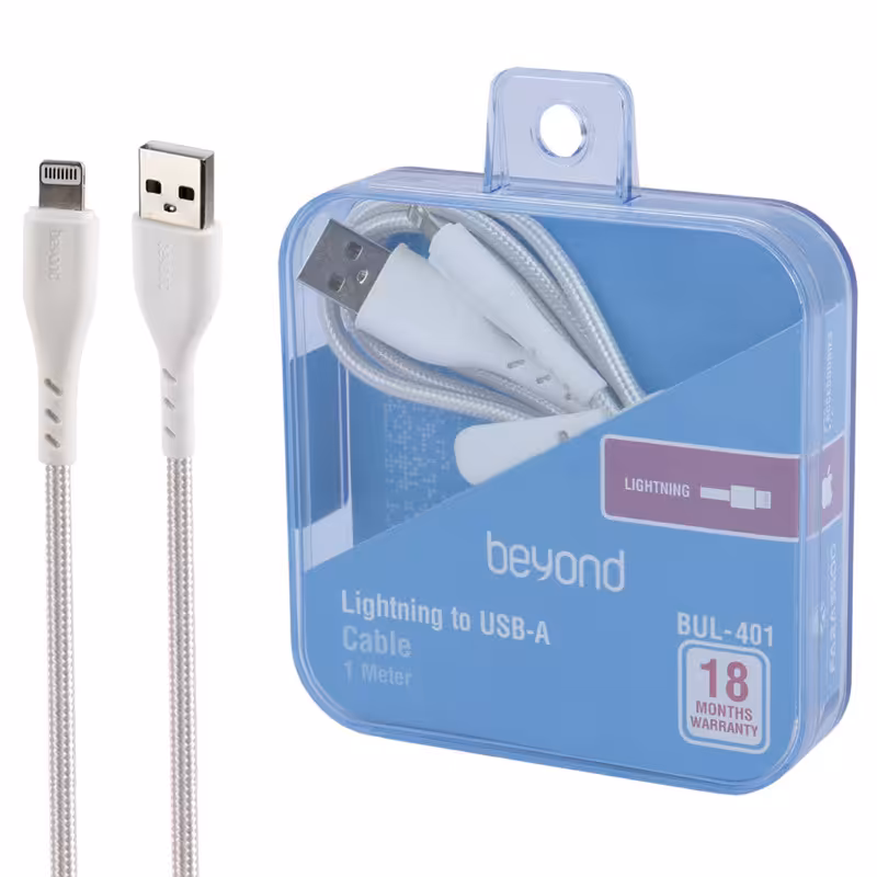 کابل Lightning فست شارژ بیاند(فراسو) مدل BUL-401 2.1A  طول 1 مترBeyond BUL-401 2.1A 1m USB TO Lightning CABLE