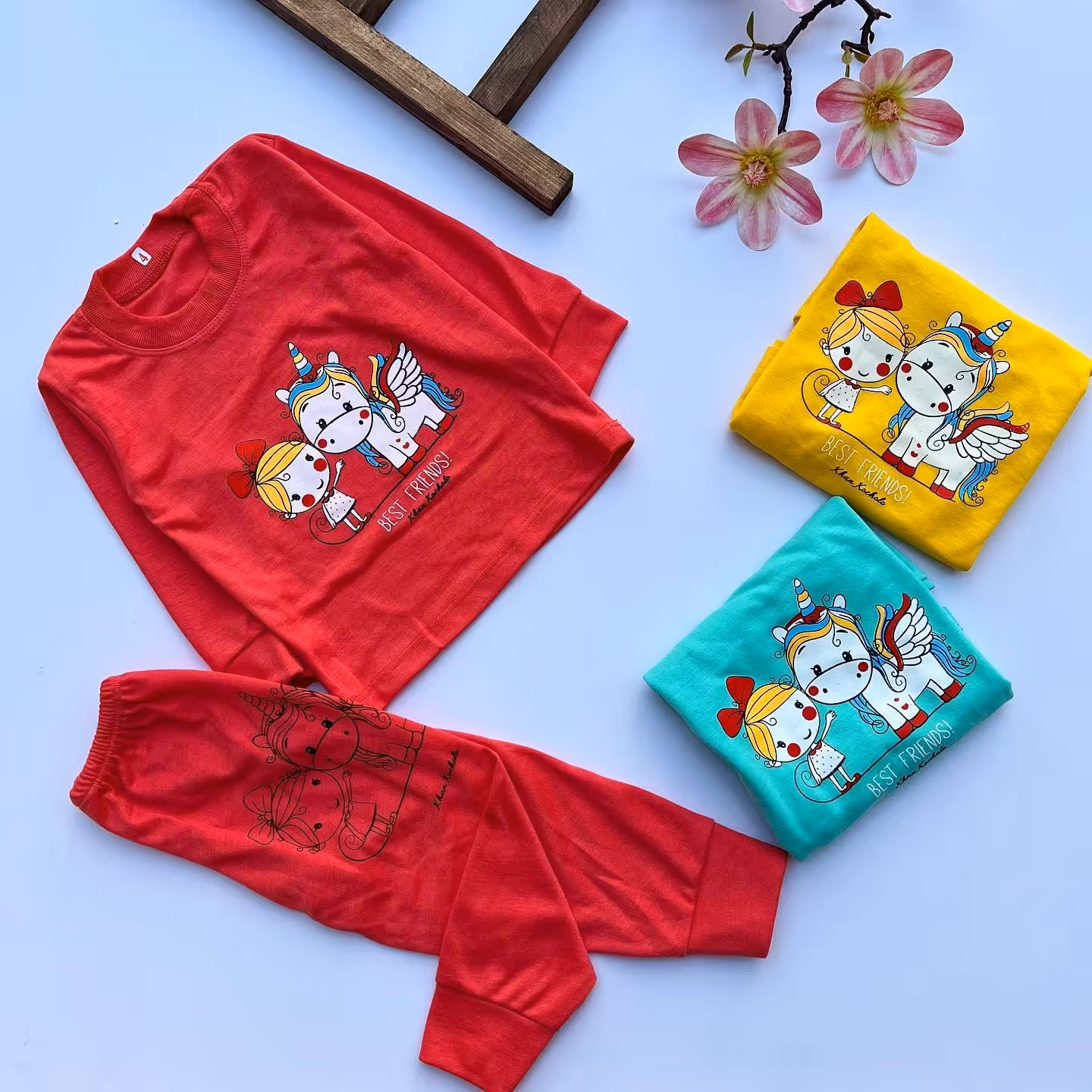 ست بلوز شلوار دخترانه تک شاخ سایز 4 و 5