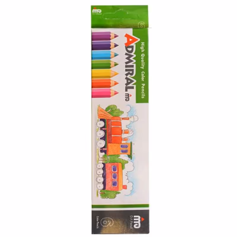 خرید مداد رنگی 6 رنگ آدمیرال جعبه مقوایی مدل MDF