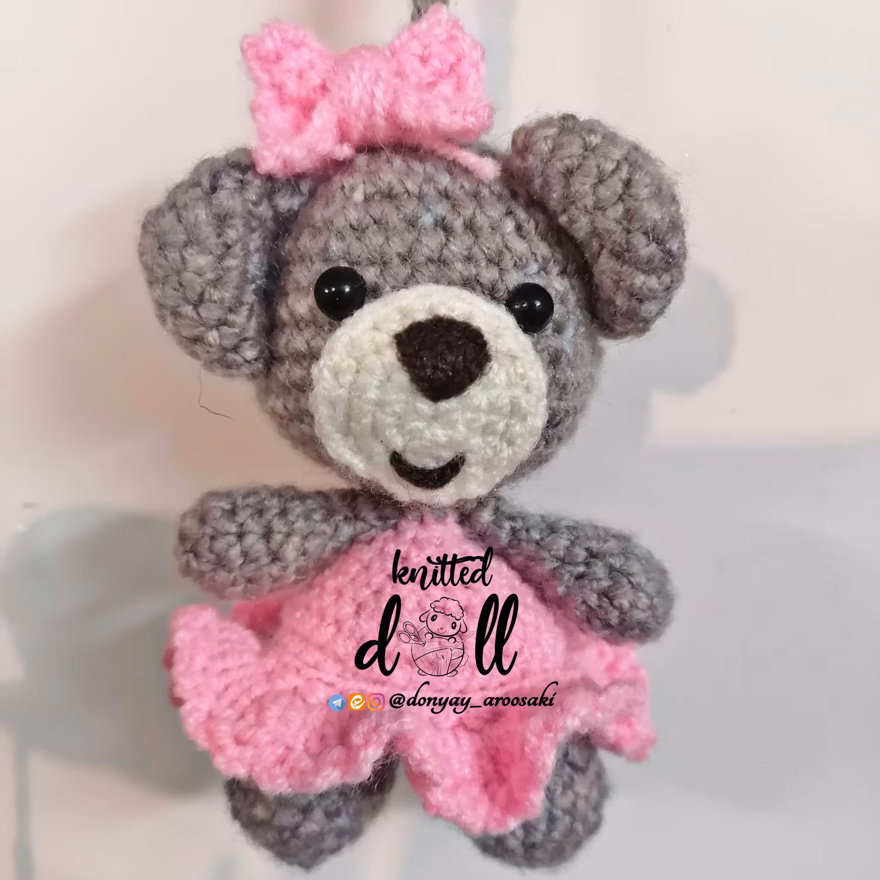 عروسک آویز خرس دست بافت 2
