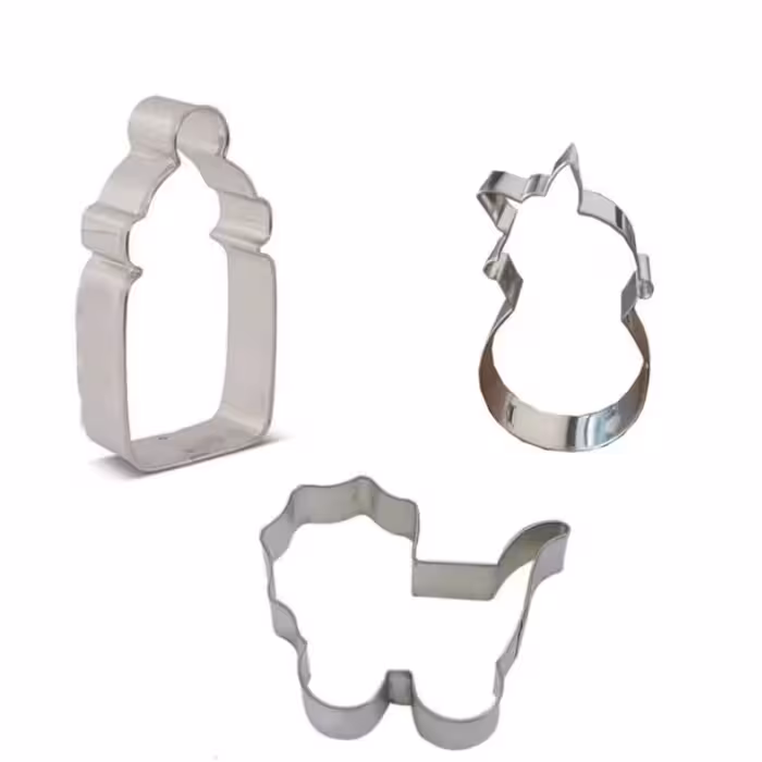 کاتر شیرینی پزی مدل کالسکه شیشه شیر ونوزاد مجموعه 3 عددی