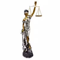 مجسمه پلی استر مدل فرشته عدالت ایستاده ورق نقره و ورق طلا