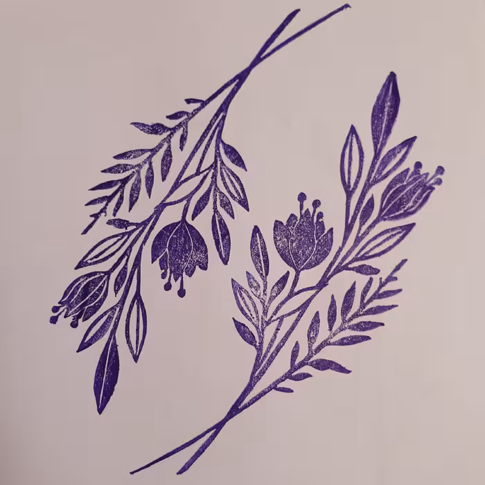  شاخه گل زیبا ،مهردستساز لینولئوم ،مناسب چاپ کاغذ،طرح مناسب برای دفتر مشق،کاغذکادو و..