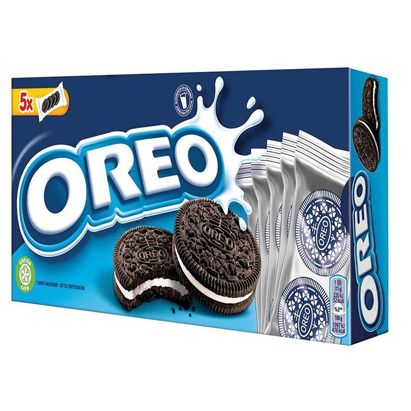 بیسکویت شکلاتی اورئو کرمدار بسته 5 عددی 220 گرمی Oreo