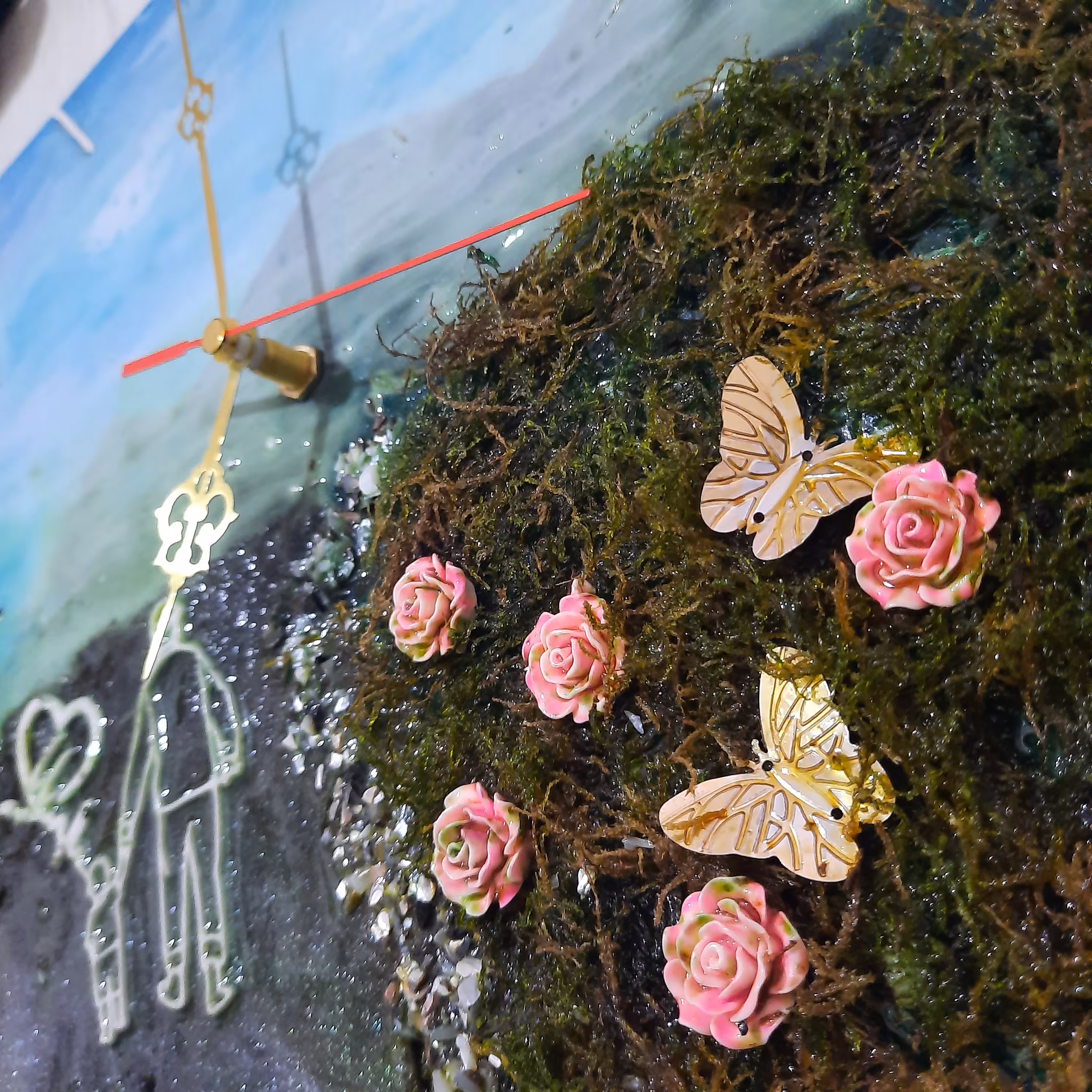 ساعت دیواری - دست ساز طرح طبیعت و بابا - با ساعت آرام گرد - کد 4MG