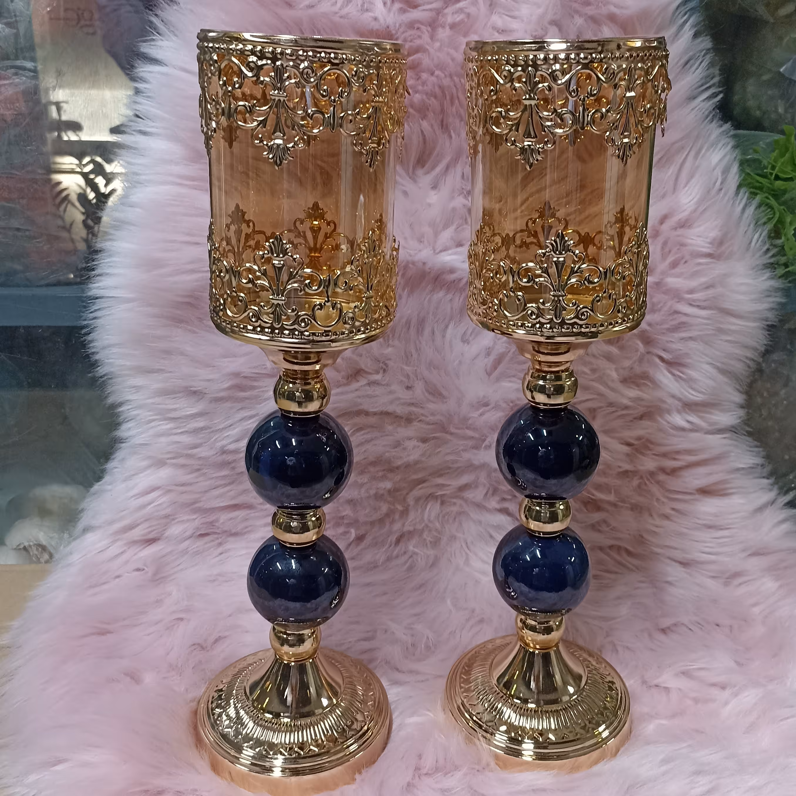 شمعدان دو تیکه مدل تاجی مشکی وارداتی