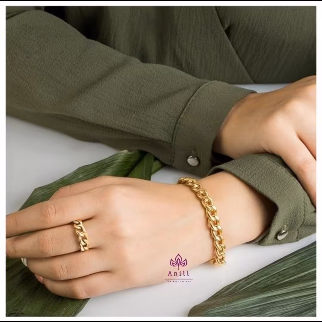 دستبند و انگشتر زنجیری استیل