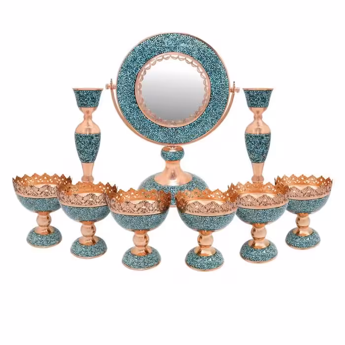 ست 9 تکه هفت سین فیروزه کوبی مدل لب قلم کد 443017