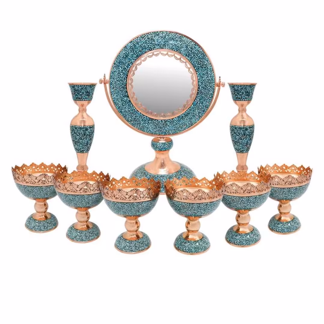 ست 9 تکه هفت سین فیروزه کوبی مدل لب قلم کد 443017