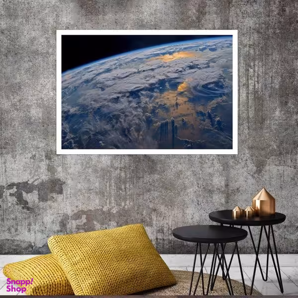 تابلو بکلیت طرح کهکشان و زمین مدل قاب شاسی W-s8215