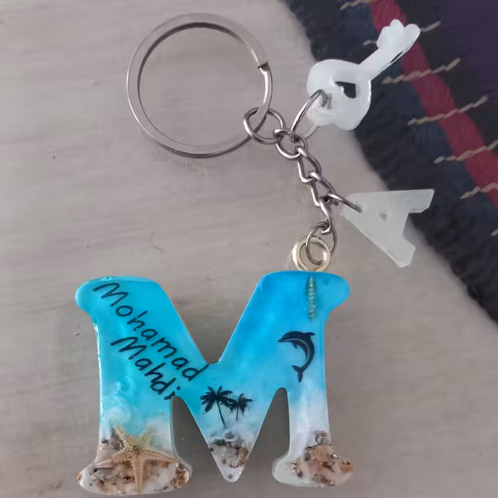 جاکلیدی رزینی طرح دریا با حروف انگلیسی 