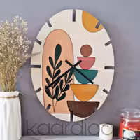 ساعت ویترای، جنس بدنه چوب، رنگ ها اکرولیک و رنگ ویترای، موتور آرام گرد