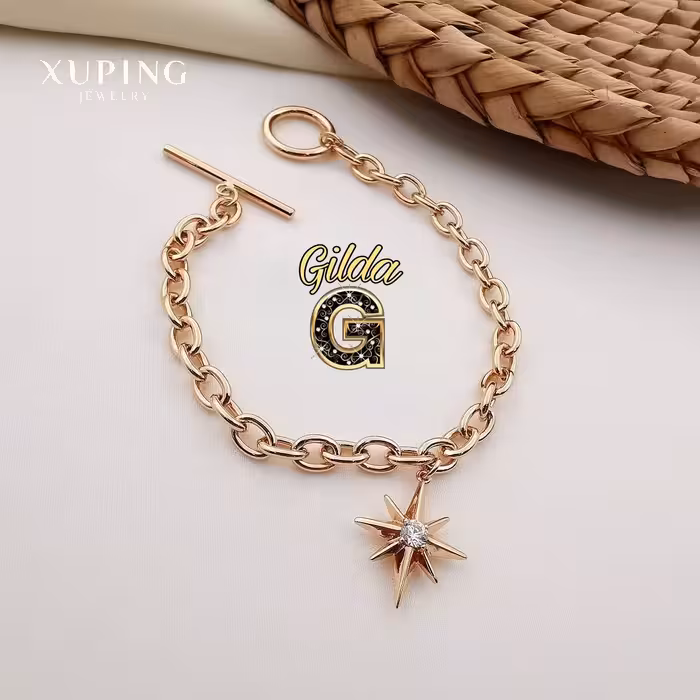 دستبند کارتیر ستاره آویز دارژوپینگ اصل کاملا مشابه طلا آبکاری طلای 18عیار قیمت فوق العاده مناسب  قابل ست با پلاک