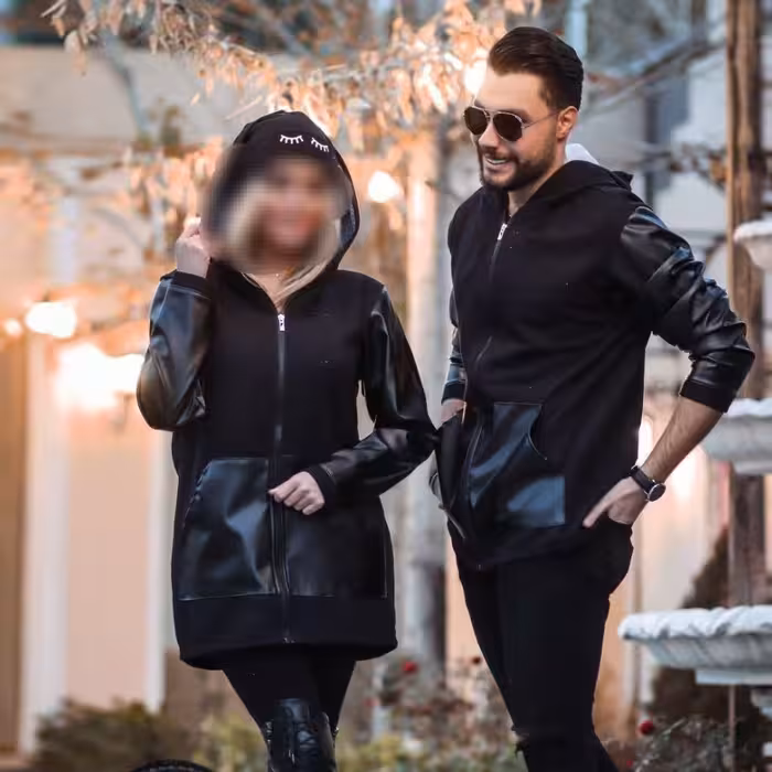 ست سیوشرت زنانه و مردانه جنس مکلون و چرم پشت کرک Ap-ارسال رایگان