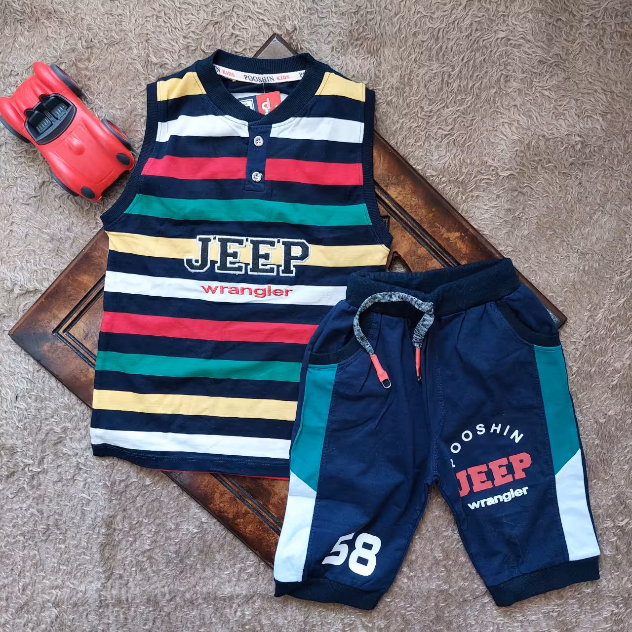  تاپ و شلوارک پسرانه جنس صد در صد پنبه - سایز 55