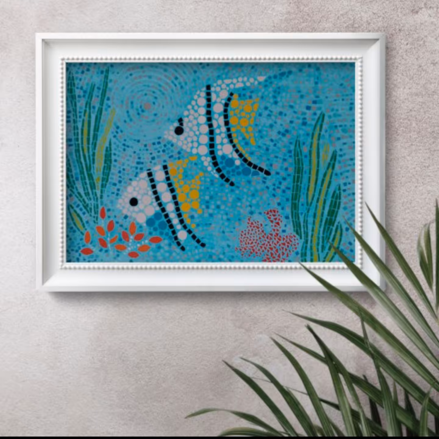 قاب کاشی شکسته (معرق کاشی) طرح آکواریوم