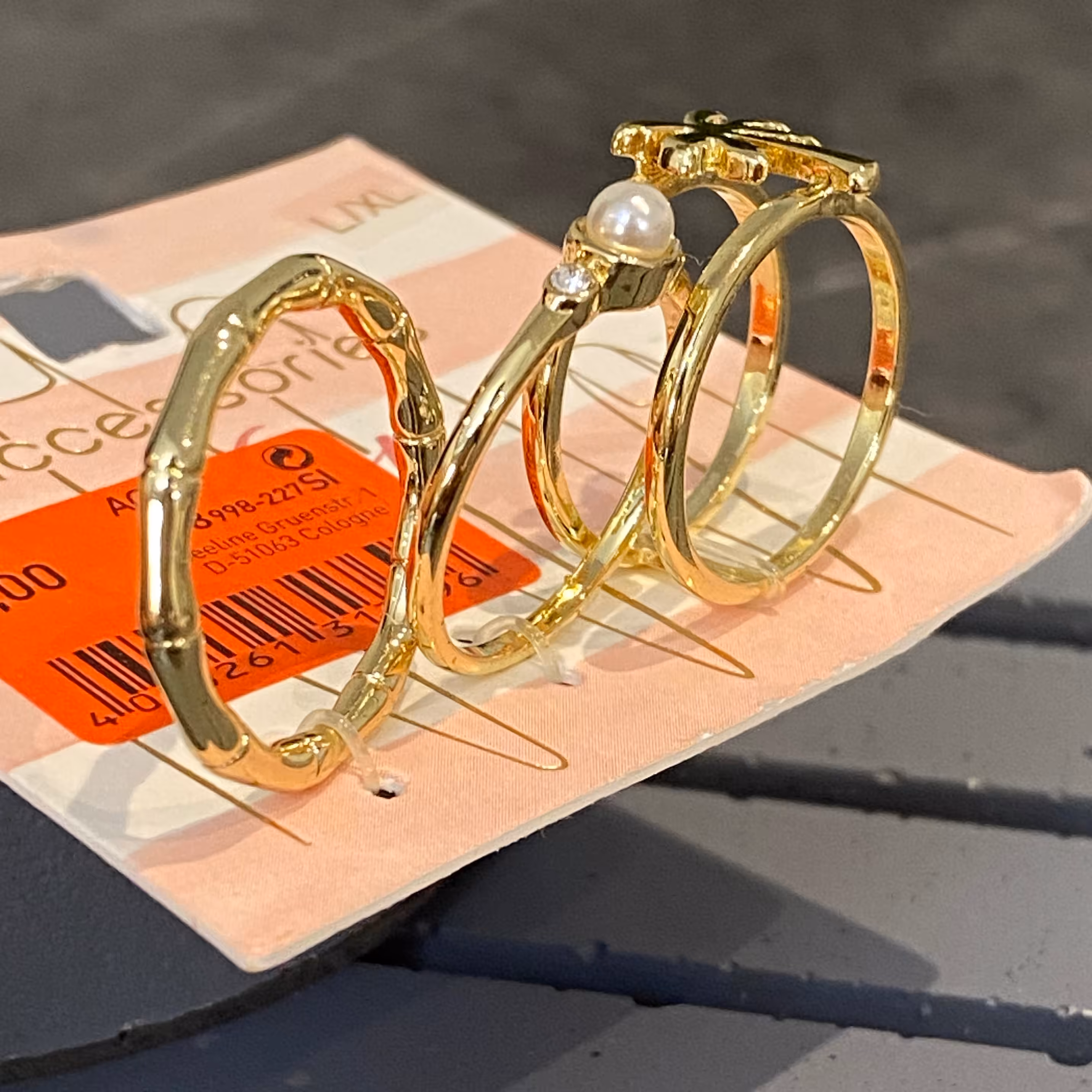 پک انگشتر 3 تایی وارداتی انگشتر نخل انگشتر زنانه و دخترانه مناسب کادو تولد