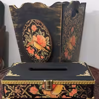 ست جعبه دستمال و سطل آشغال