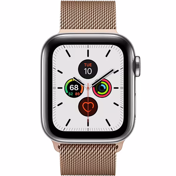 سری 5 استیل سلولار مردانه Stainless Steel Case with Gold Milanese Loop - Hiapple.ir