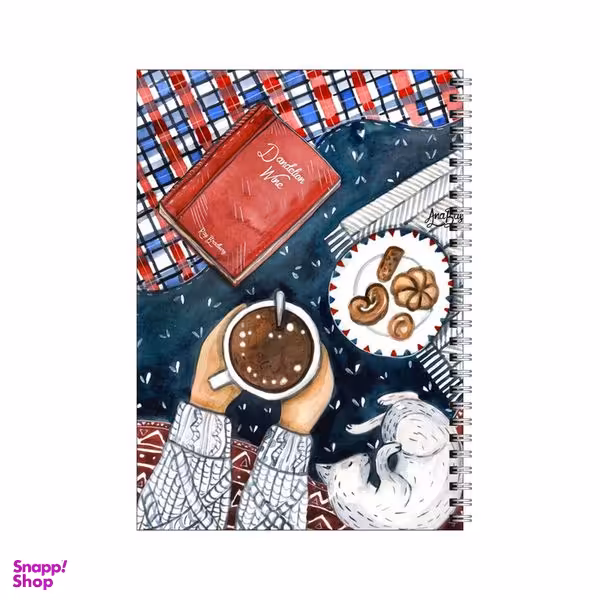 دفتر مشق 50 برگ بامبیلیپ طرح گربه،کتاب و قهوه کد 5866074