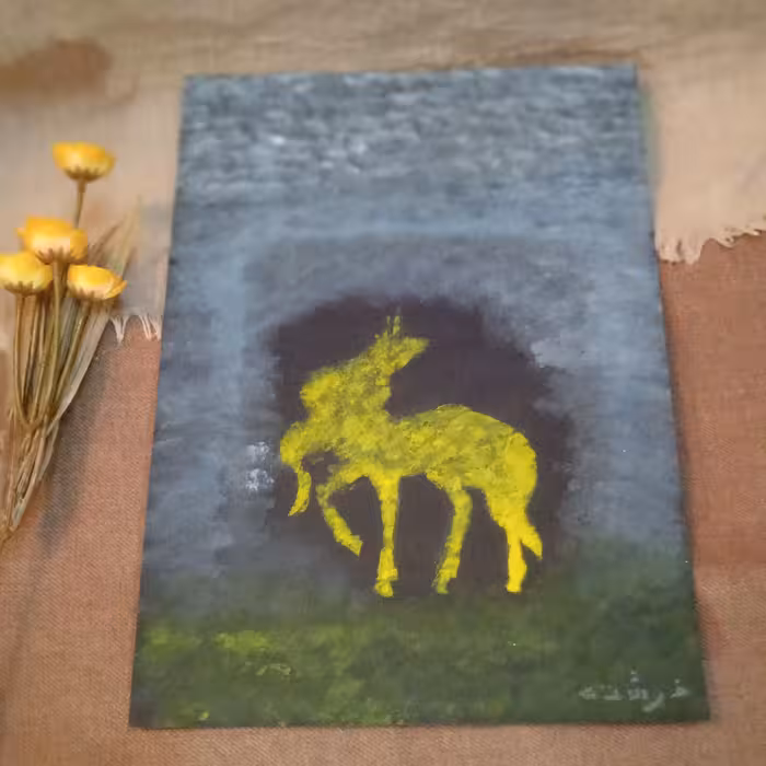 نقاشی اکرولیک طرح فانتزی اسب تک شاخ بدون قاب  ابعاد 20 در 30 سانتی متر