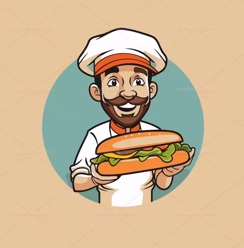 لوگو کاراکتر سرآشپز | گرافیک با طعم تربچه