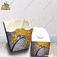 ست سطل زباله و جعبه دستمال لارا مدل شکوفه - فروشگاه سه گامه