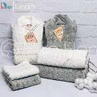 حوله ست دو نفره لاوین ونتو رنگ شیری و صدری