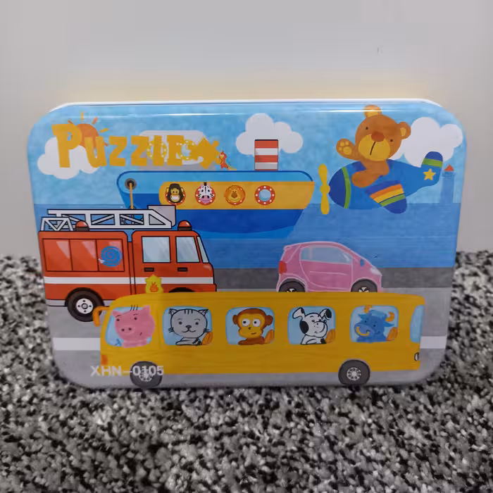 پازل قوطی فلزی 4تایی طرح وسایل نقلیه