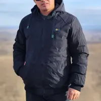 کاپشن اسپرت خارجی لیزری دورو کلاه دار درجه یک سبک و گرم  با ارسال رایگان ضد آب 