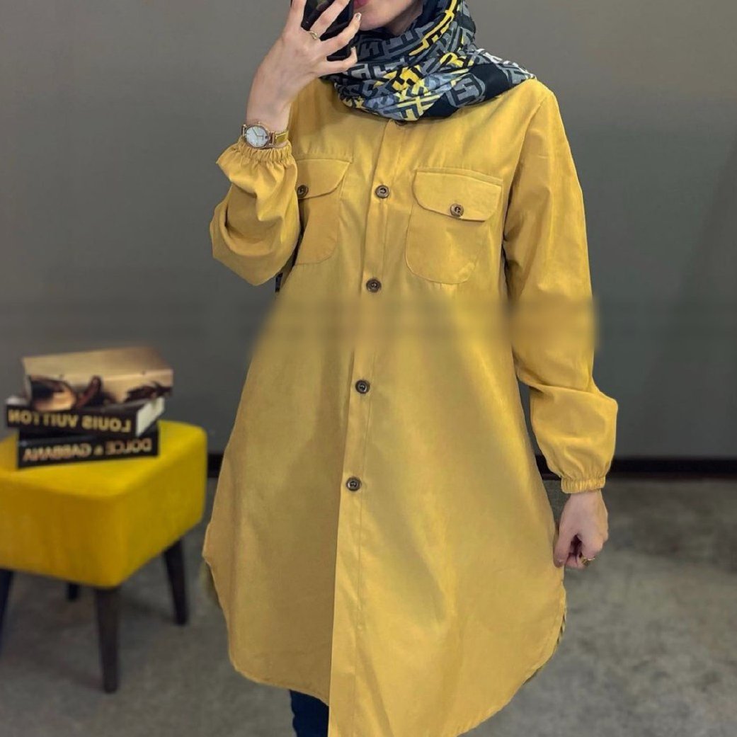 تونیک مانتویی زنانه میکرو جنس میکرو فری سایز 36تا40زرد