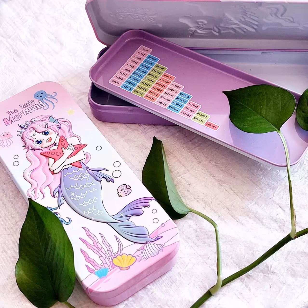 جامدادی فلزی، دخترانه،  طرح پری دریایی و اسب تک شاه