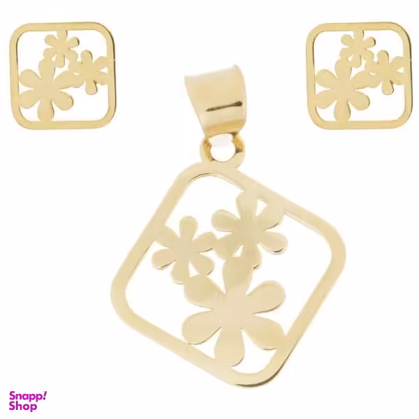 نیم ست طلا 18 عیار زنانه شمیم گلد گالری طرح گل کد UN006