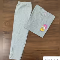 ست تیشرت و شلوارک نخ پنبه سه دکمه تک سایز تک رنگ